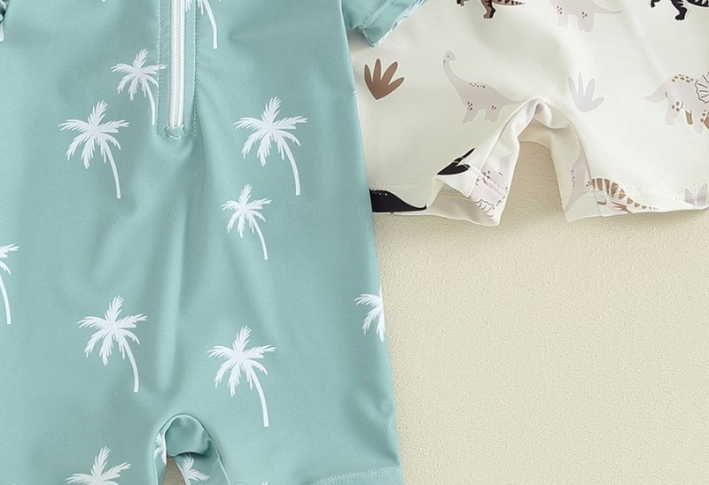 Baby Boy Zip Sunsuit — Palm & Dino Prints