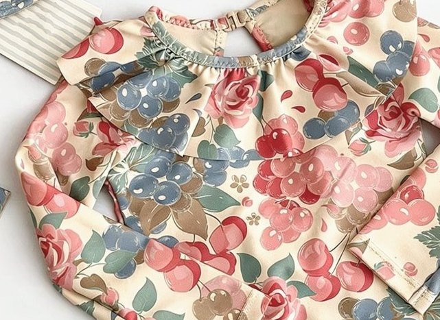 Baby Long-Sleeve Swimsuit — Vintage Rose Print
