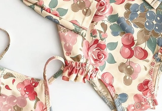 Baby Long-Sleeve Swimsuit — Vintage Rose Print