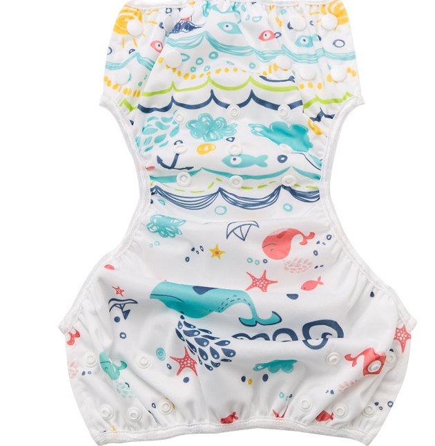 Reusable Swim Diaper — Ocean Whale Print