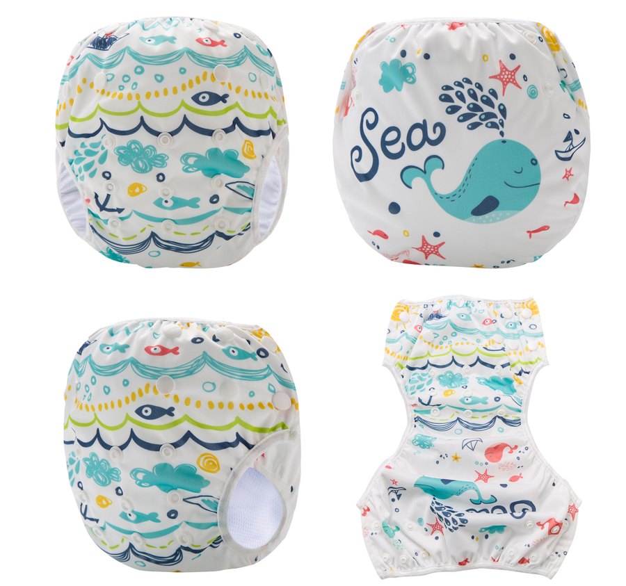 Reusable Swim Diaper — Ocean Whale Print