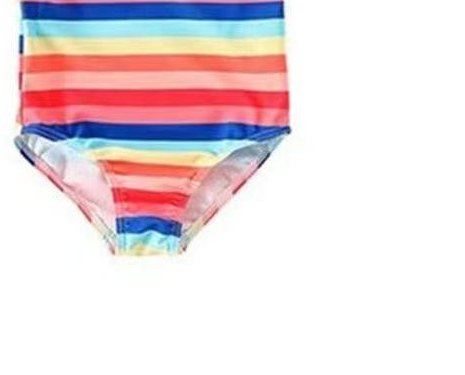Girls' One-Shoulder Stripe One-Piece with Swim Cap