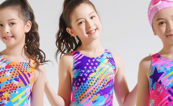 Girls' Racing Swimsuit — Star Print